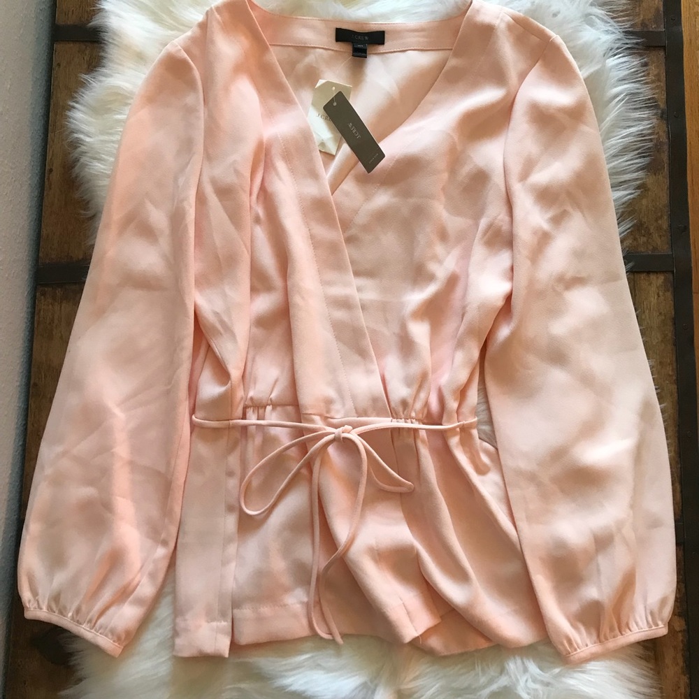 NWT - J. Crew Blush pink tie waist blouse